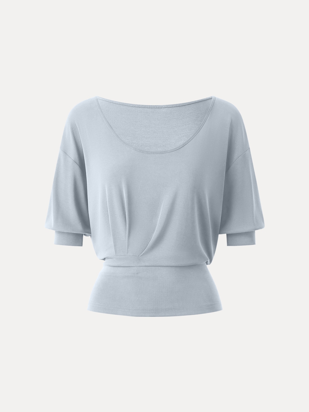 OGL Smoke Blue Scoop Neck Short Sleeve Tucked Tee